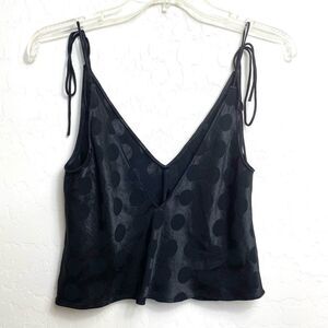 Victoria’s Secret M black silky cropped top tie on shoulders